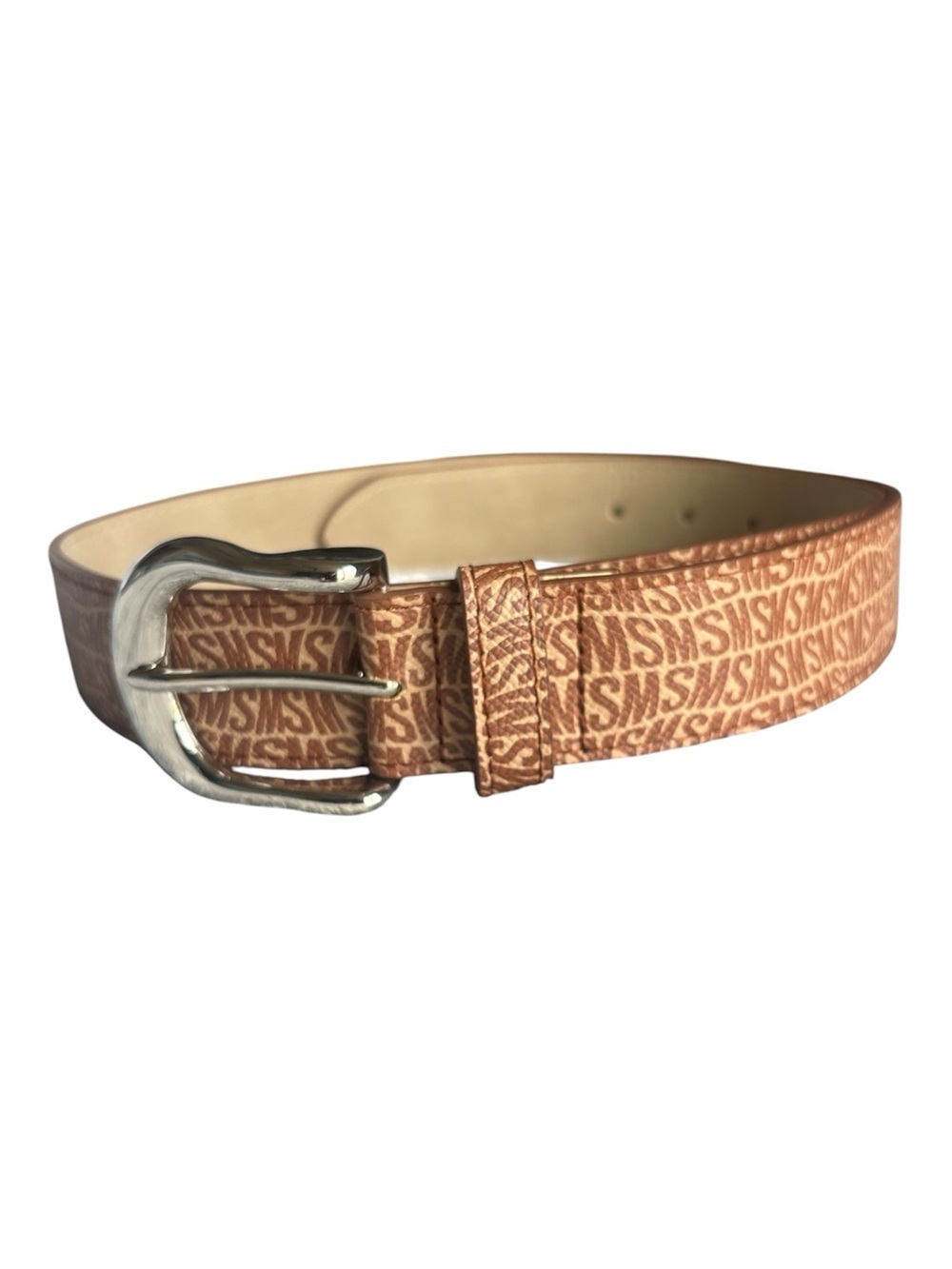 Steve Madden Fish-Eye-Logo Belt in Brown Size Medium NWT